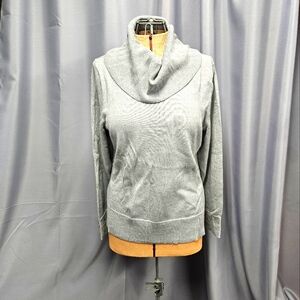 Talbot's Light Grey Shimmery Merino Cowlneck Sweater with Button Cuffs (Large)